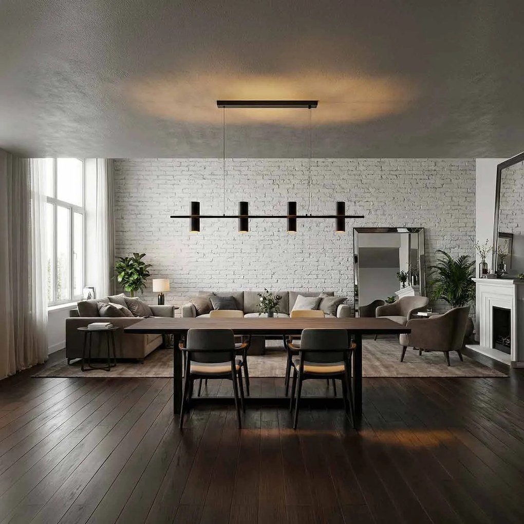 Lampadario Lineare a Sospensione 8xGU11 in Pietra Nera