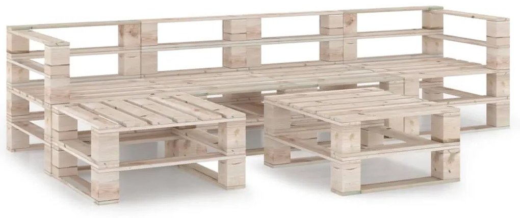 Set divani da giardino su pallet 6 pz in legno di pino