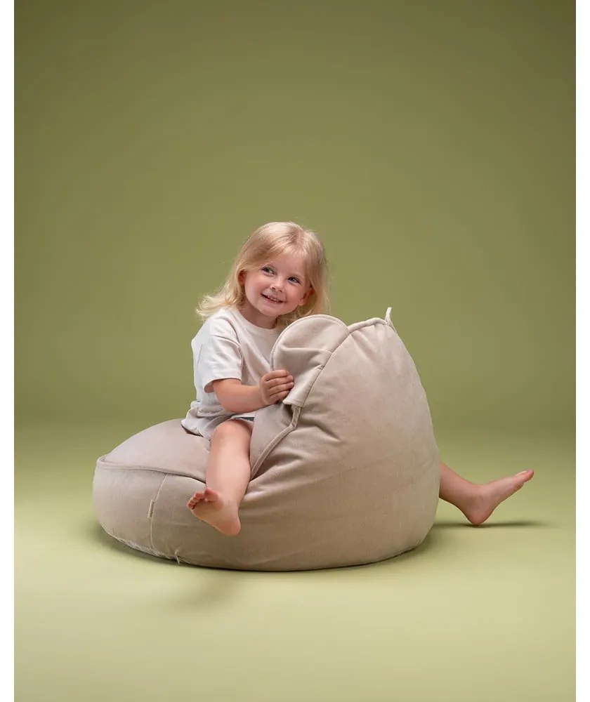 Pouf a sacco per bambini beige con rivestimento in velluto Bear – Wigiwama