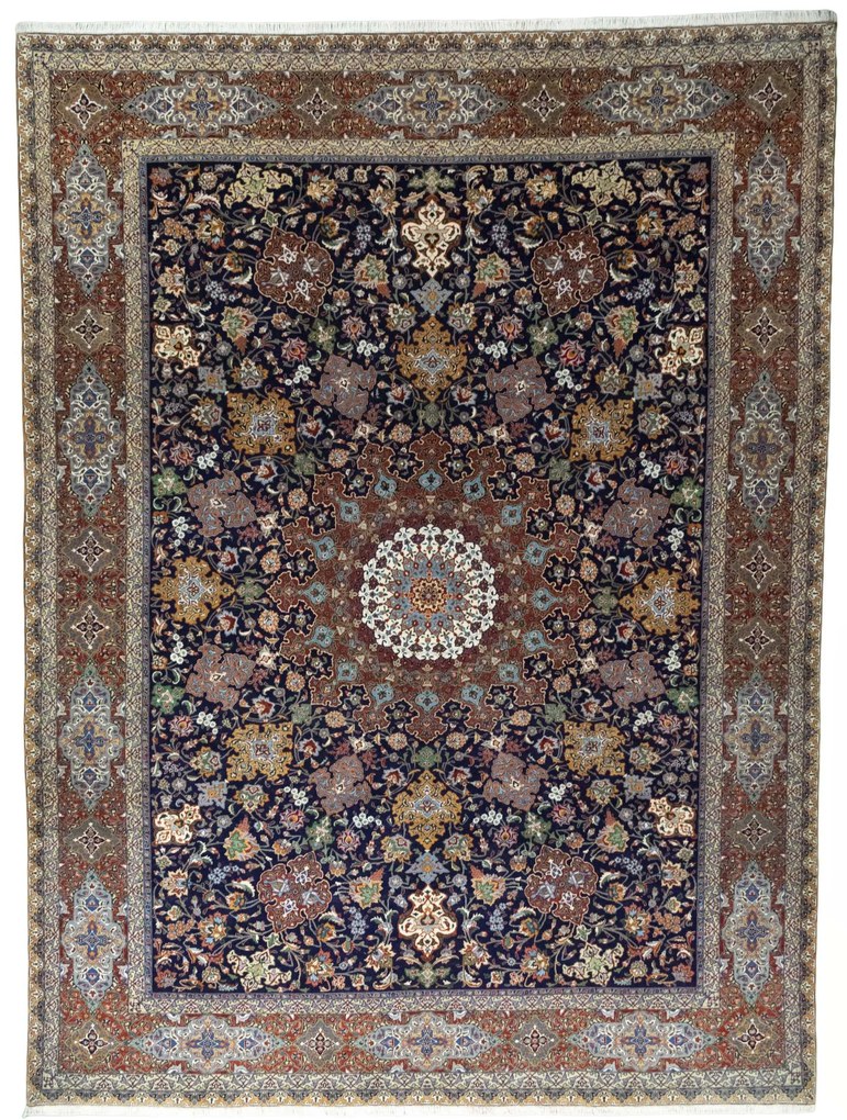 Tabriz Tappeto 400 x 300 Blu (Iran) Annodato A Mano