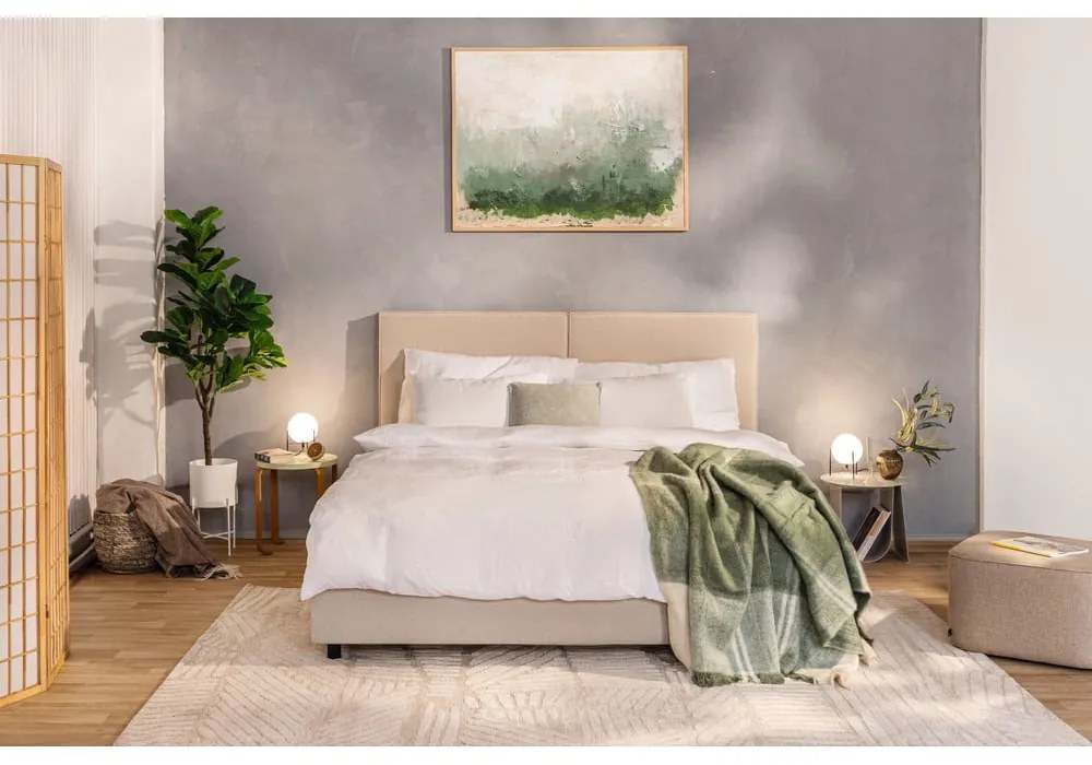 Letto matrimoniale imbottito beige con contenitore e rete inclusi 180x200 cm Myra Bold – Bonami Selection