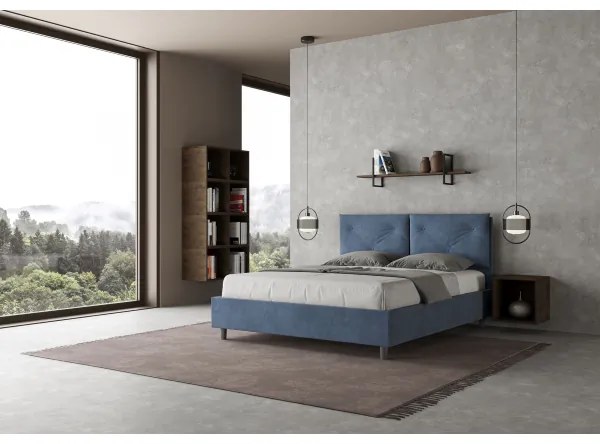 Letto contenitore da 160x190 in microfibra blu Appia