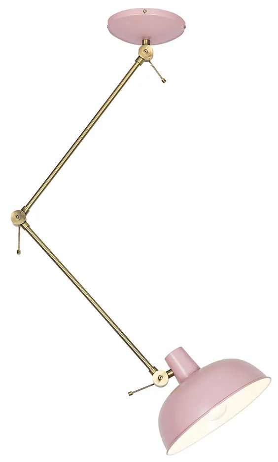Plafoniera retrò rosa con bronzo - Milou