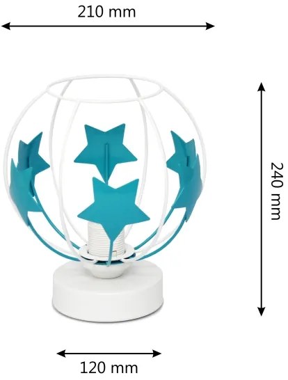 Lampada da tavolo per bambini STARS 1xE27/15W/230V turchese/bianco