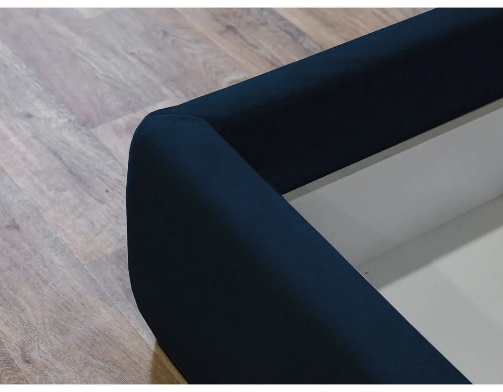 Letto matrimoniale imbottito blu scuro con contenitore con griglia 160x200 cm Jade - Bobochic Paris