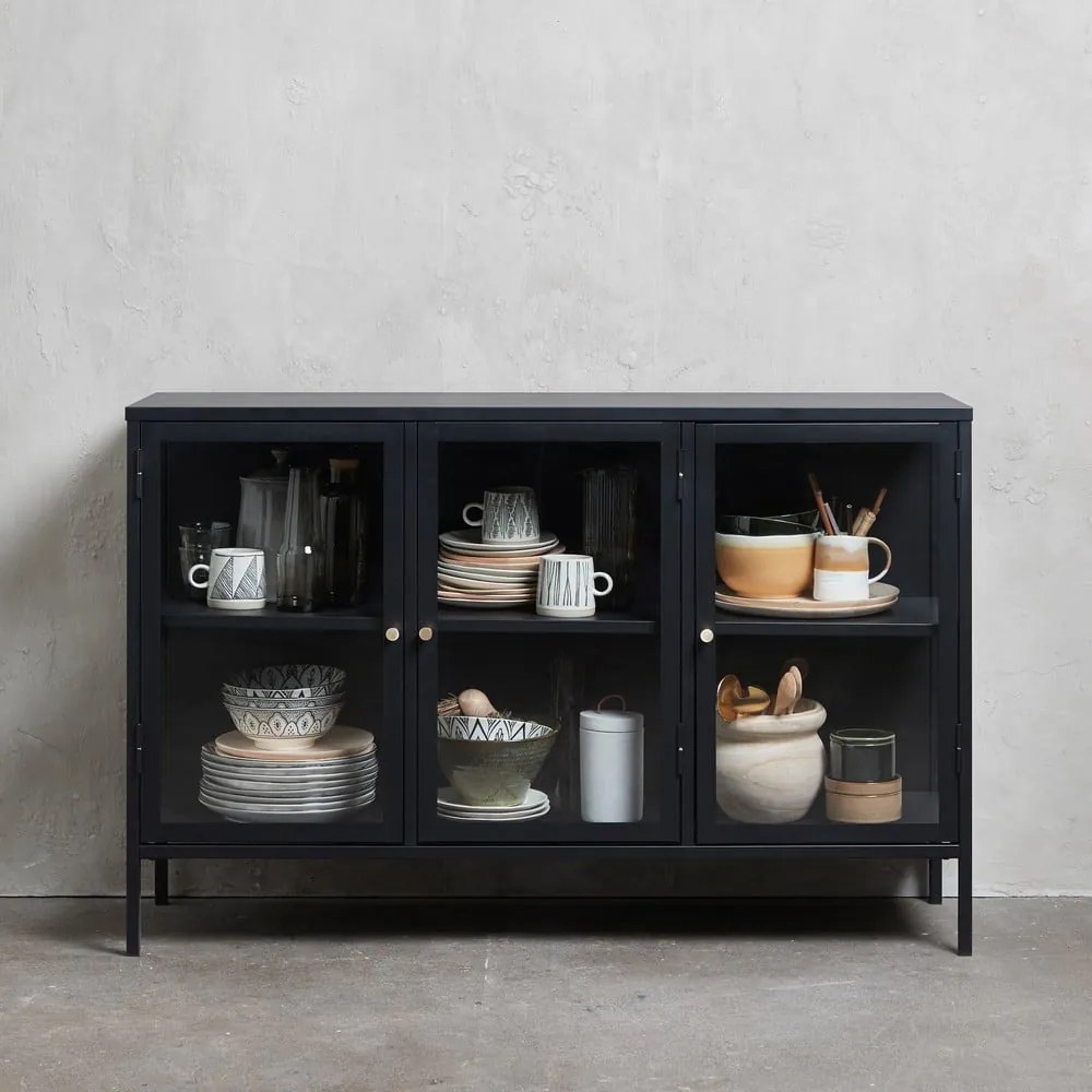Vetrina in metallo nero 132x85 cm Carmel - Unique Furniture