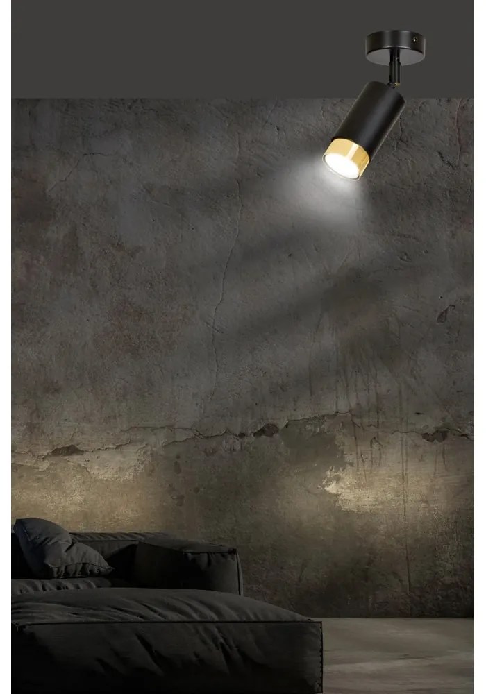 Lampada da soffitto e parete in Acciaio HIRO GU10 Colore del corpo Nero e Oro