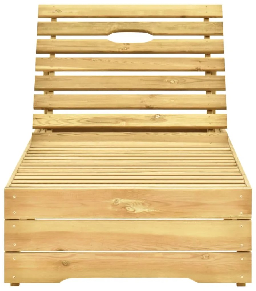 Lettino da giardino con cuscino beige legno pino impregnato