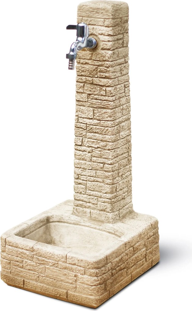 Fontana da Giardino Senza Rubinetto in Cemento Granulato di Marmo Clanezzo Nocciola...