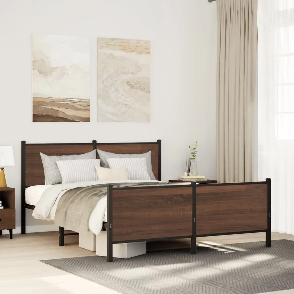 Giroletto Senza Materaso İn Metallo Rovere Marrone 160x200 Cm /
