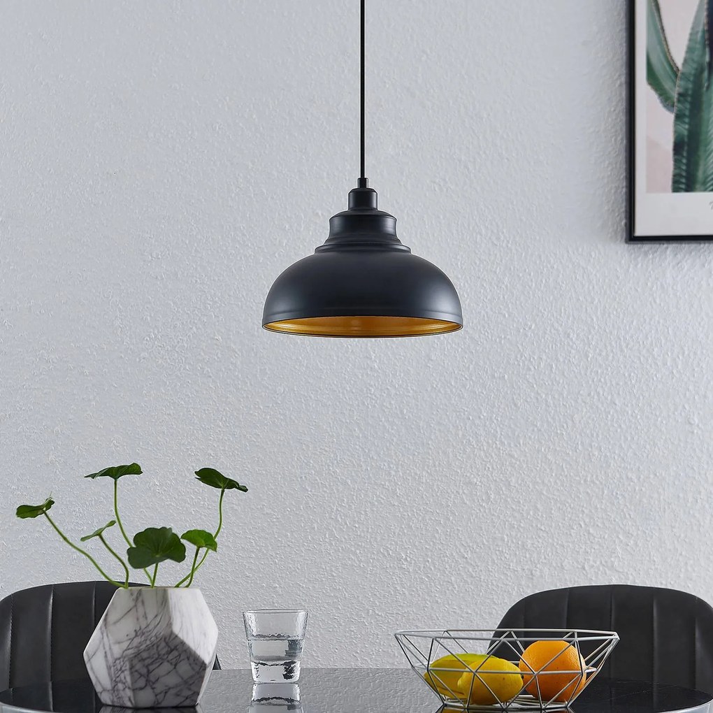 Lampada a sospensione Emna Lindby, dimmerabile, Nero, Soggiorno / Sala da pranzo, Metallo, Vintage, Lampada a sospensione