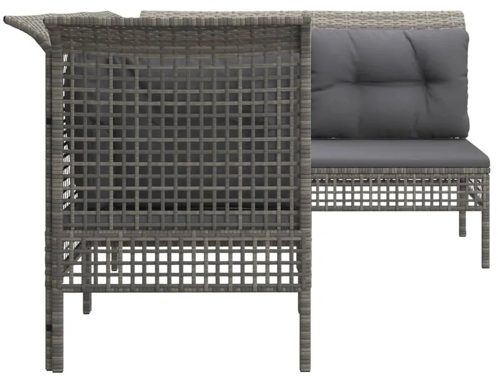 Set Divani da Giardino 4 pz con Cuscini in Polyrattan Grigio