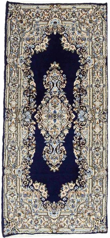 Kerman Tappeto persiano 80x170 Blu (Iran) Annodato A Mano