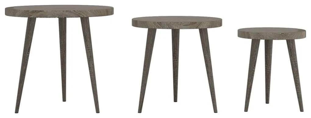 Set di tavolini 3 pz grigi in mdf e ferro