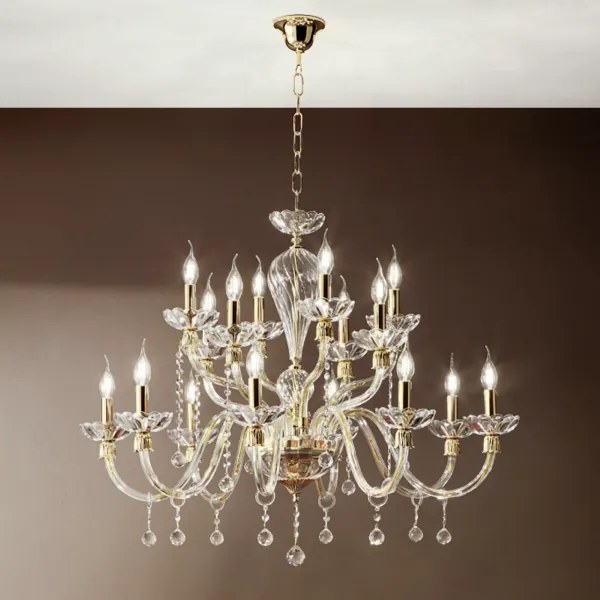 Lampada a sospensione D96 cm ROXANNE in vetro soffiato lavorato a mano 16 LUCI