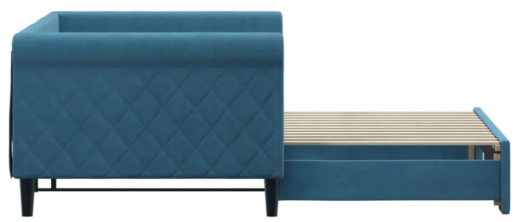 Divano letto con letto estraibile blu 90x200 cm in velluto