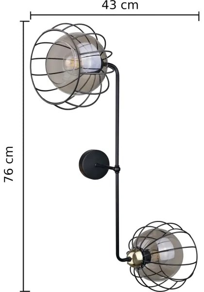 Applique SOLO BLACK 2xE27/60W/230V nero/oro