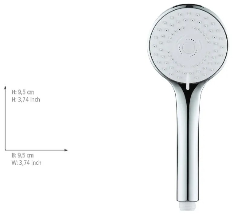 Soffione per doccia color argento lucido in plastica ø 9,5 cm Uno – Allstar