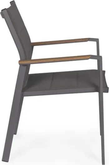 Sedie Da Esterno In Alluminio Con Braccioli In Legno E Seduta In Textilene Bizzotto Kubik Antracite