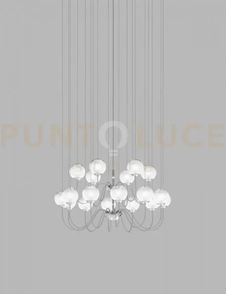 Puppet sospensione 18p bianco sfumato cromo lucido 18 luci attacco g9