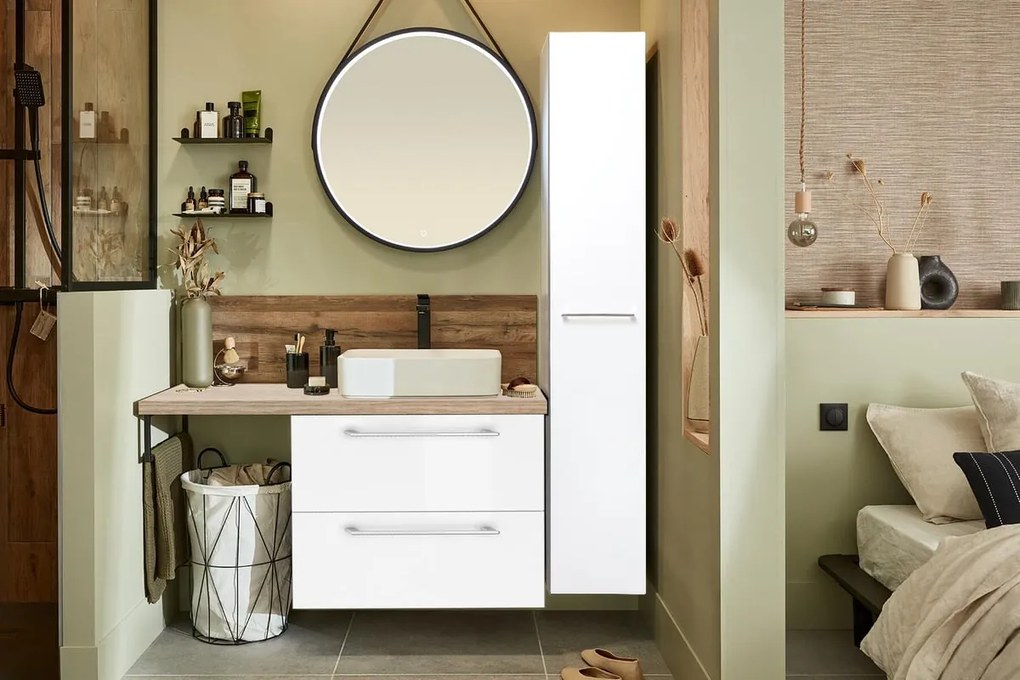 Mobile da bagno sotto lavabo SENSEA bianco L 60 x H 58 x P 46 cm, lavabo non incluso