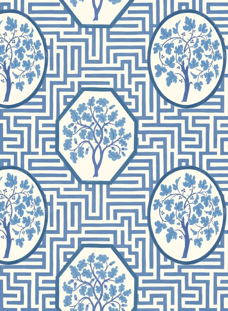 GP & J Baker Carta da parati Royal Maze - Royal Blue