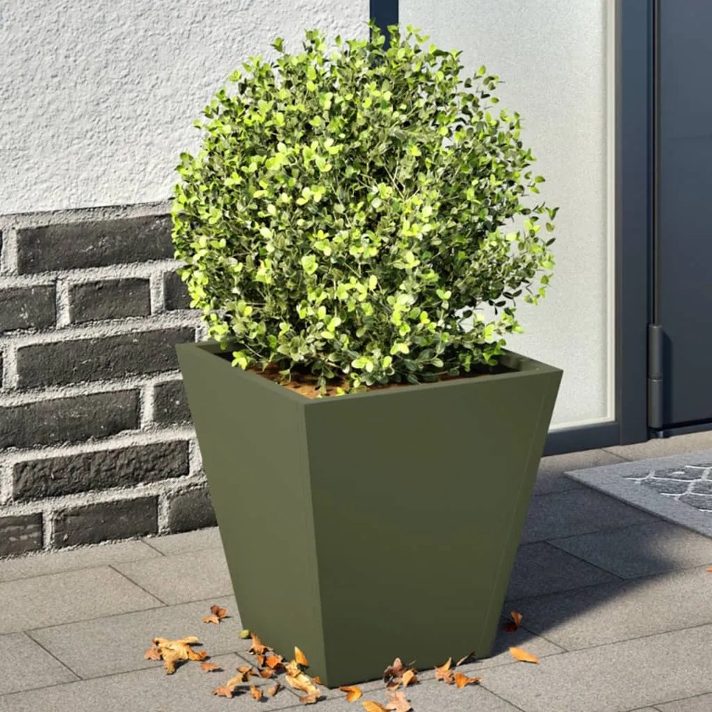 Fioriere Da Giardino 2 Pz Verde Oliva 30x30x30 Cm İn Acciaio /