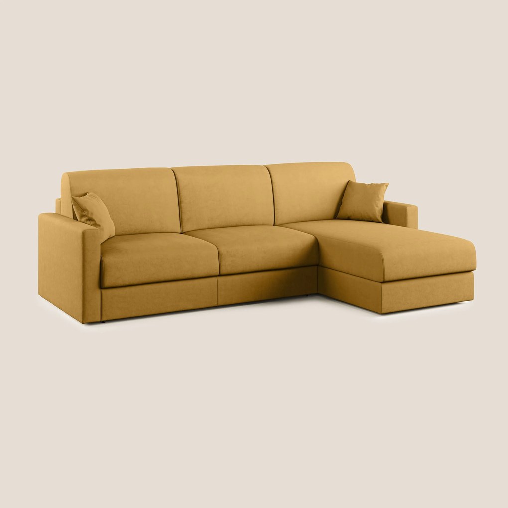 Chris Divano letto angolare con penisola in microfibra smacchiabile T11 giallo