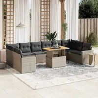 Set Divani da Giardino 11 pz con Cuscini in Polyrattan Grigio 3271487