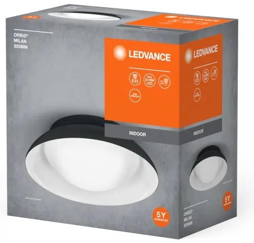 Ledvance - Plafoniera ORBIS MILAN 2xE27/10W/230V nero