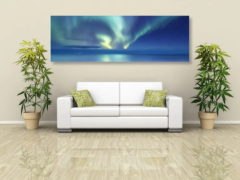 Stampa su tela – Aurora boreale sull'oceano