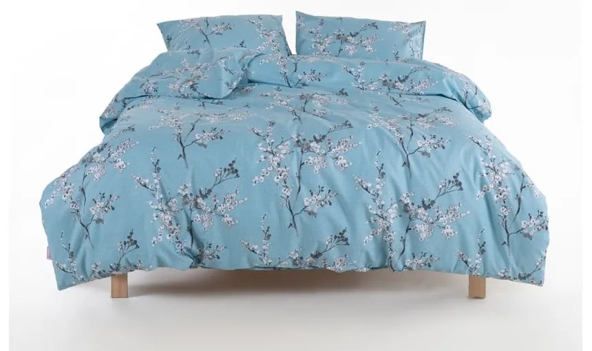Set copripiumino e federa blu in cotone renforcé per letto matrimoniale ed esteso 240x220 cm Blue Floral – Mila Home Luxury