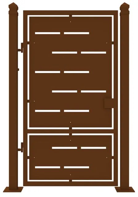 Cancello manuale con serratura elettrica Privacy in ferro, apertura a sinistra, L 104.5 x H 180 cm, di colore ruggine