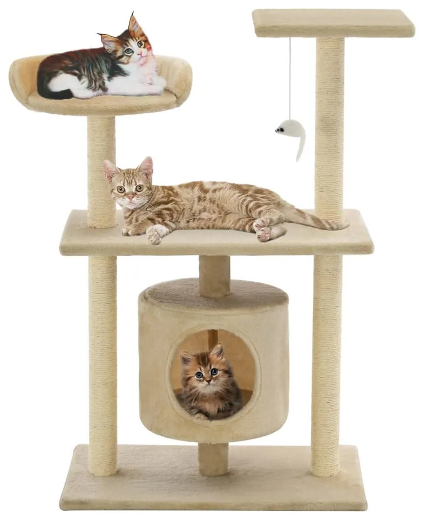 Albero Per Gatti Con Tiragraffi İn Sisal 95 Cm Beige /