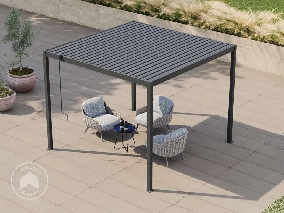 PRIMEYARD Pergola 3x3m, tetto lamellare, antracite - (GFPV01107)