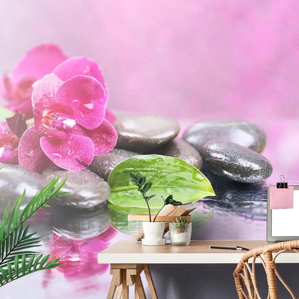 Carta da parati autoadesiva – Orchidea con tocco di relax