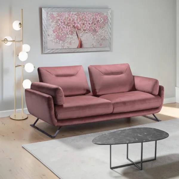 Divano 170 cm in Velluto Antimacchia moderno - Arans Rosa