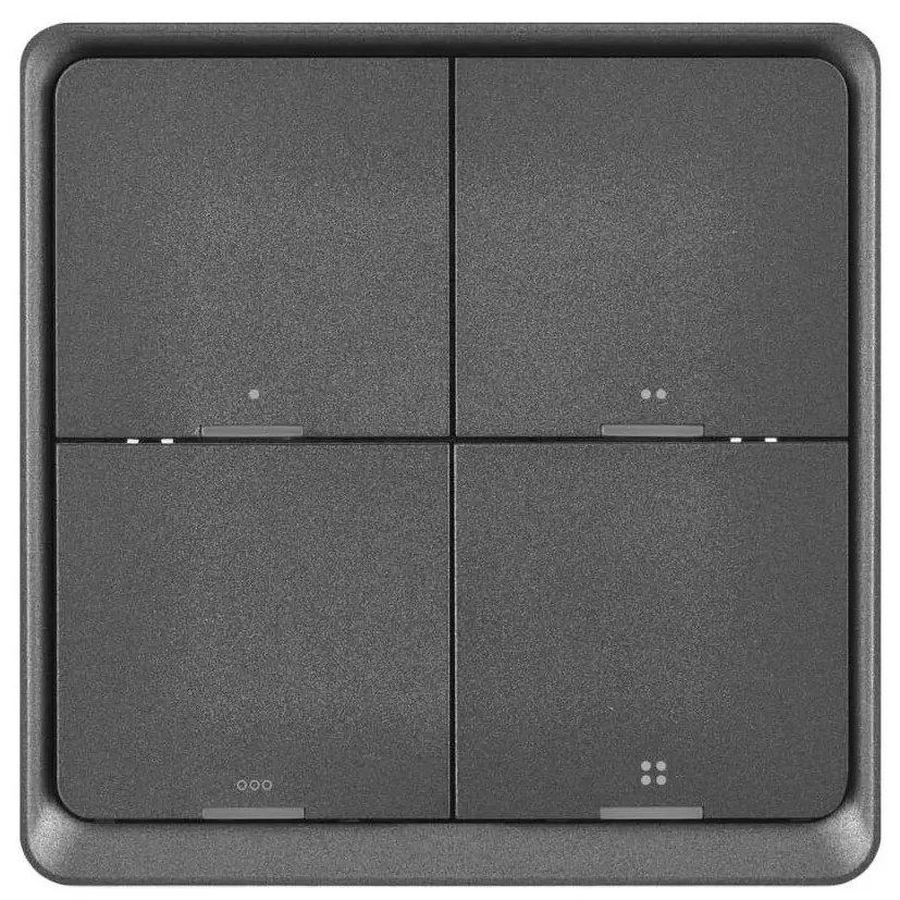Interruttore 4 bottoni GoSmart 1xCR2430 Tuya nero