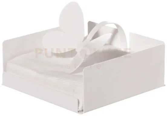 Porta tovaglioli butterfly bianco in ferro 17x17x12cmh
