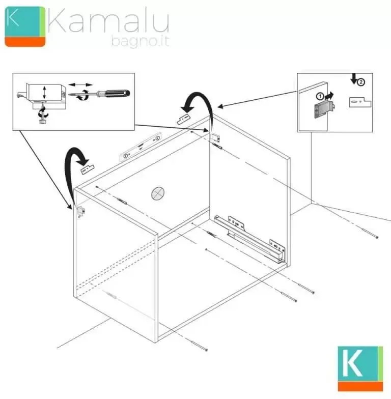 Kamalu - Mobile bagno sospeso 80cm con cassetto ammortizzato SP-80A