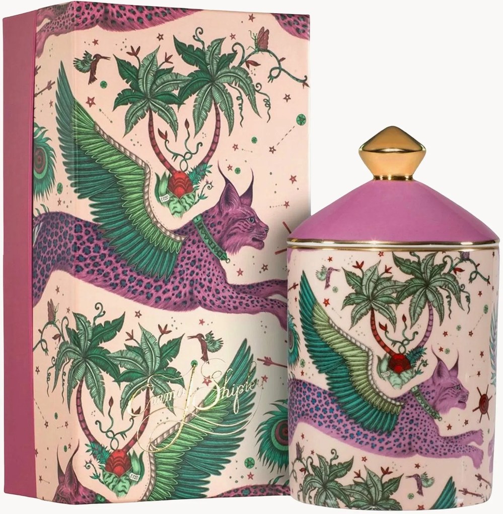 Candela profumata fatta a mano in Bone China Lynx (tuberosa, giglio di mare)