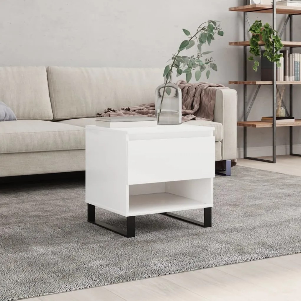 Tavolino Bianco Lucido 50x46x50 Cm İn Legno Multistrato /