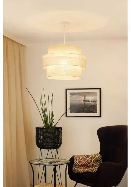 Brilagi - Lampadario a cavo SPACE YUTE 1xE27/15W/230V Ø50 cm crema/bianco