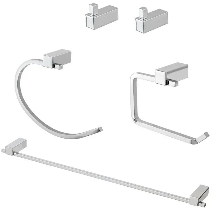Set accessori a muro 5 pezzi in acciaio cromato e viti incluse Unica