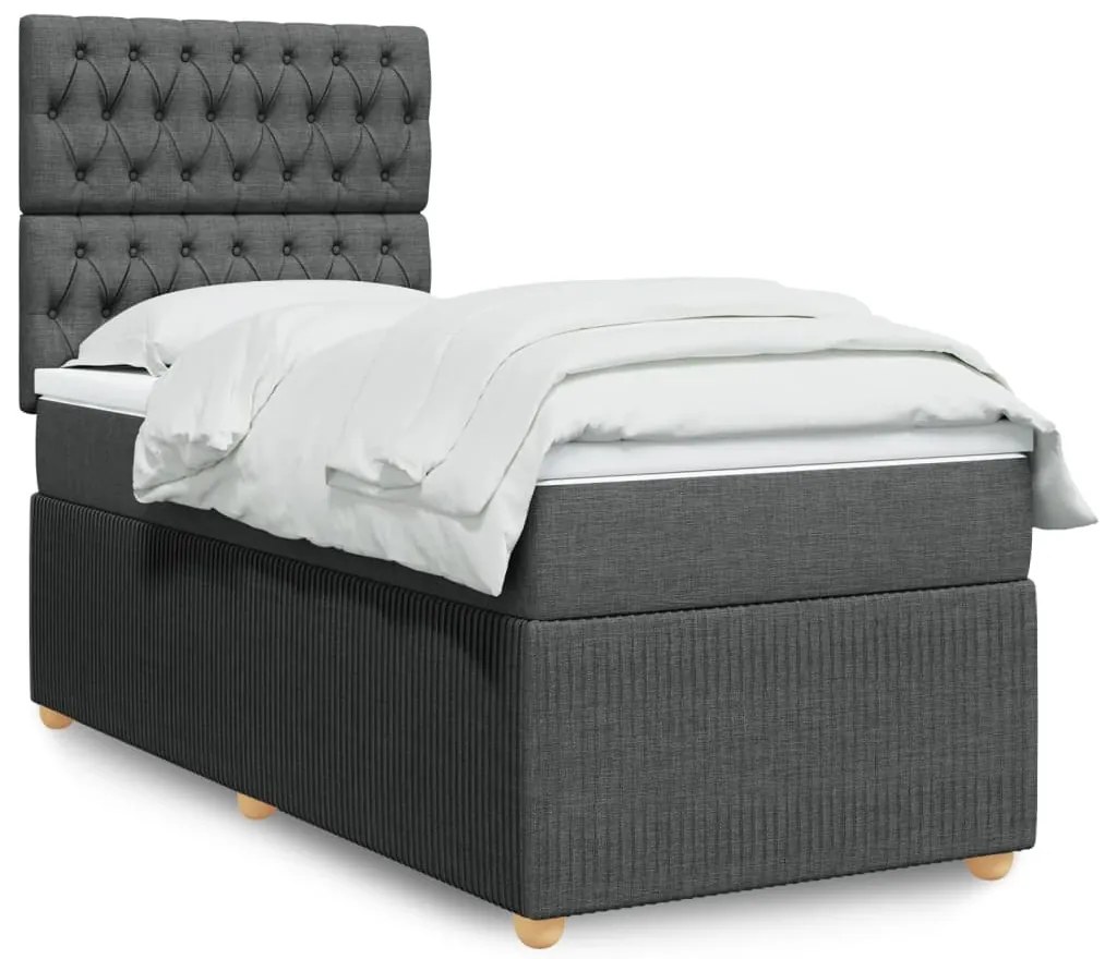 Giroletto A Molle Con Materasso Grigio Scuro 80x200 Cm Tessuto /