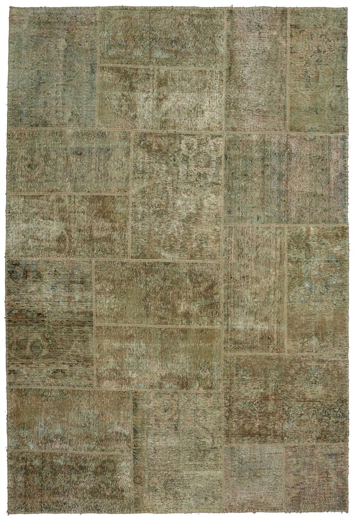 Patchwork Tappeto orientale 190x280 Verde (Pakistan) Annodato A Mano