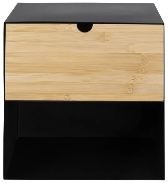 Comodino con opzione di montaggio a parete BEKIM nero/bambù