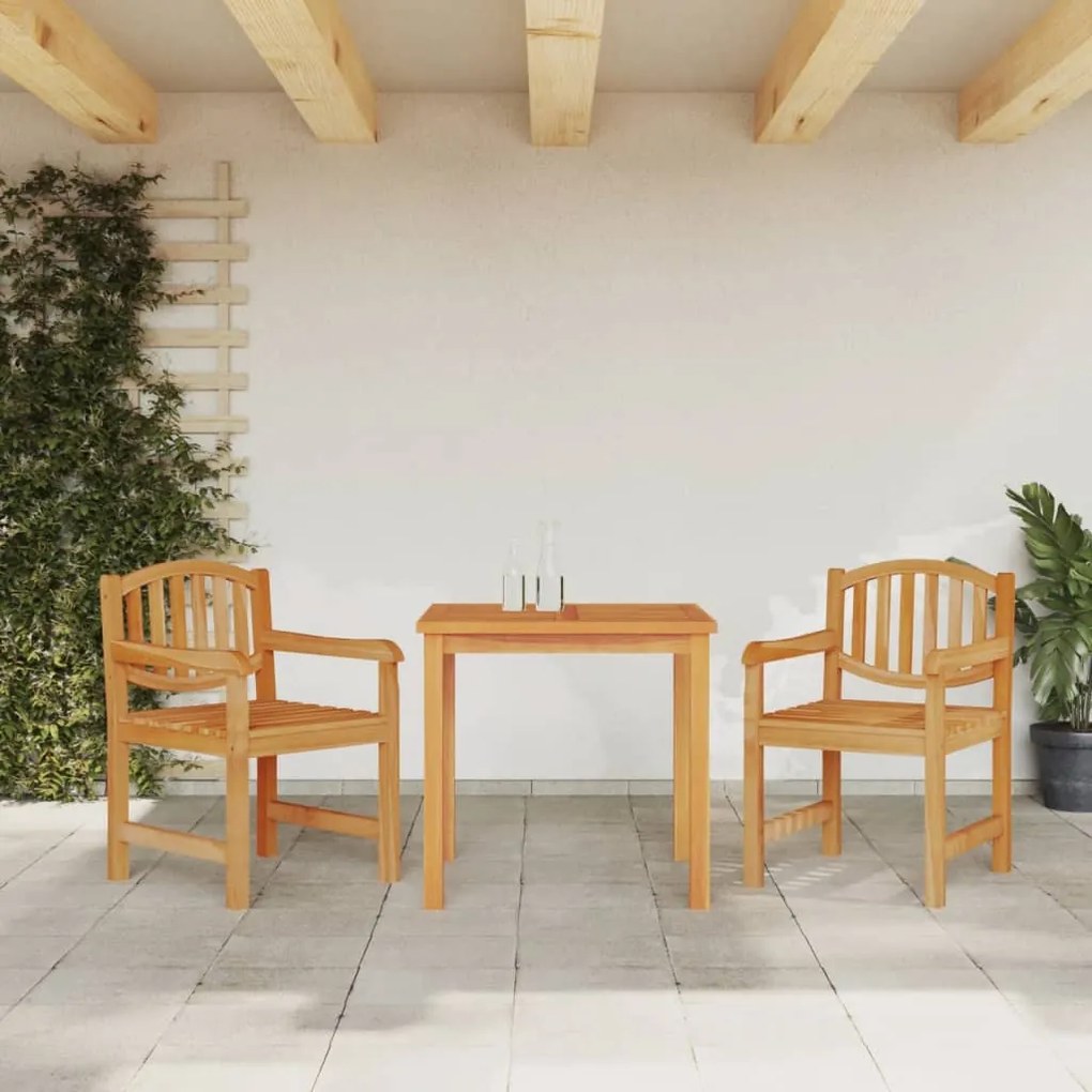 Set Da Pranzo Per Giardino 3 Pz İn Legno Massello Di Teak /