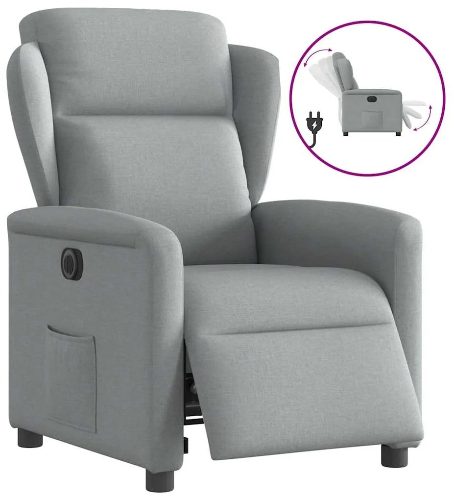 Poltrona Elettrica Reclinabile Grigio Chiaro İn Tessuto /