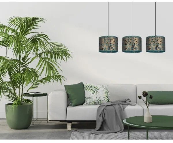 Lampadario su corda  REZO 3xE27/60W/230V oro/turchese